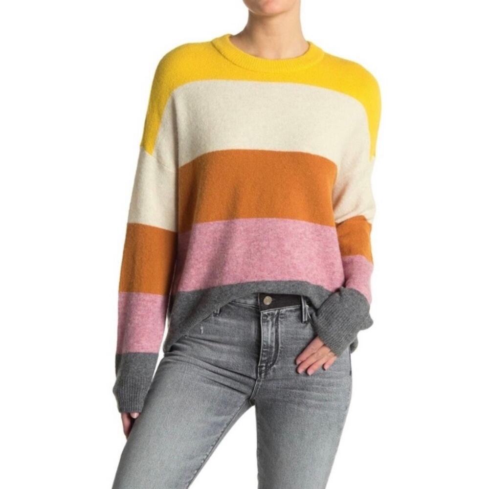 MADEWELL Crofton Striped Pullover Sweater Coziest Yarn Small S
